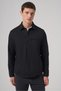 Men's Black Polyviscon Trend Plain Dynamic Fit Worker Shirt Jacket