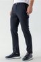 Men's Navy Blue Polyviscon Trend Striped Slim Fit Classic Trousers - 4