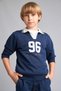 Boys' Oversized Shirt-Collar College-Printed Navy Blue Sweatshirt H9832A826AU - 6