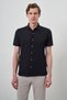 Men's Navy Blue Trendy Lapel Collar Short Sleeve Shirt - 4