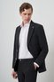 Men's Black Trend Striped Slim Fit Mono Collar Suit