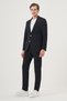 Men's Navy Blue Polyviscon Trend Striped Slim Fit Mono Collar Suit - 3
