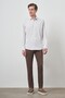 Men's White Trend Striped Slim Fit Italian Collar Shirt - 2