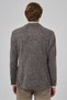 Men's Brown Knitted Trendy Plaid Slim Fit Mono Collar Jacket - 5