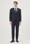 Men's Navy Blue Woolen Trend Plaid Slim Fit Pointed Collar Suit - 2
