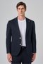 Men's Navy Blue Polyviscon Trend Striped Slim Fit Mono Collar Suit - 4