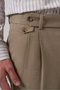 Men's Beige Polyviscon Trend Patterned Slim Fit Double Pleated Trousers - 4