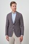 Men's Brown Linen Plaid Slim Fit Mono Collar Jacket - 3