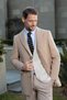 Men's Beige Wool Dynamic Fit Pointed Collar Coat - 3