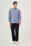Men's Blue Linen Trend Patterned Regular Fit Button Collar Shirt - 3