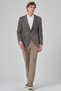Men's Brown Knitted Trendy Plaid Slim Fit Mono Collar Jacket - 2