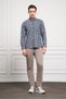 Men's Blue Winter Button Collar Regular Fit Shirt - 2
