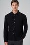 Men's Black Cotton Trend Tree Bark Pattern Dynamic Fit Italian Collar Shirt - 3