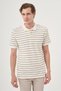 Men's Ecru Trend Striped Dynamic Fit Polo Neck T-Shirt - 3