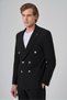 Men's Black Polyviscose Trend Striped Slim Fit Pointed Collar Double Breasted Suit - 3