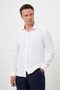 Men's White Cotton Printed Patterned Italian Collar Slim Fit Shirt - 2