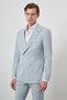 Men's A. Blue Striped Pattern Double Breasted Slim Fit Pointed Collar Suit - 4