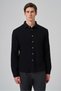 Men's Black Cotton Trend Tree Bark Pattern Dynamic Fit Italian Collar Shirt - 2