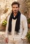 Men's Black Cotton Scarf - 3