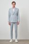 Men's A. Blue Striped Pattern Double Breasted Slim Fit Pointed Collar Suit - 2