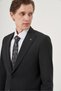Men's Black Woolen Platinium Classic Striped Slim Fit Pointed Collar Suit - 2