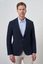 Men's Navy Blue Woven Slim Fit Mono Collar Jacket