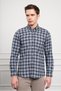 Men's Blue Winter Button Collar Regular Fit Shirt - 4
