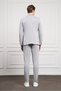 Men's Gray Polyviscon Trend Knitted Striped Slim Fit Mono Collar Suit - 5