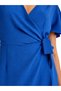 Vs-1043 Perla Blue Double Breasted V-Neck Flounce Sleeve Ruffle Skirt Mini Dress - 4