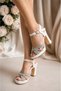 Mother of Pearl Color 10 cm Platform Shoes with Stone Detail