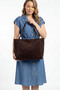 Women's Suede Tote Bag with Zippered Inner Pocket, Large Casual Shoulder Bag 42X26 cm - 2