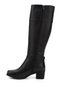 Women's Black Floater Zippered Thick Heeled Genuine Leather Boots - 5