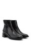 Women's Black Zippered Thick Heeled Boots - 4