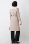 Beige Leather Trench Coat with Fur Detail - 3