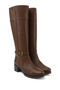 Women's Dark Brown Floater Zippered Thick Heeled Genuine Leather Boots - 5