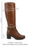 Women's Tan Antique Zippered Thick Heeled Genuine Leather Boots - 3