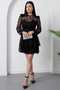 Flock Print Patterned Layers Tulle Dress Ny3104-1 - 4