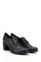 Navy Blue Antique Gön Genuine Leather Round Toe Thick Heeled Rubber Sole Lace Up Women's Shoes 240 - 5