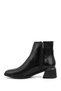 Women's Black Zippered Thick Heeled Boots - 5