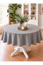 Pearl Velvet Textured Gray Round Tablecloth - 3