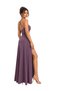 Vs-1039 Romina Purple Degaje Collar Slim Strap Slit Maxi Dress - 2