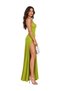 Vs-1039 Romina Pistachio Green Degaje Collar Slim Strap Slit Maxi Dress - 3