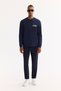 Men's Navy Blue Crew Neck Cotton Bi-Stretch Printed Regular Fit Sweatshirt A52Y1260 - 6