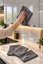 (3 Pieces) Gray Microfiber Magic Oil Built-in Cooker Hood Kitchen Cloth 40*40 - 8