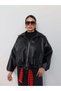 Waist Belted Balloon Sleeve Leather Jacket
