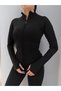 High Collar Zippered Slim Fit Jacket - 3
