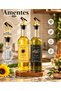 Amber 2-Piece 750 ml Olive Oil Liquid Oil Bottle Oil Pot Oil Bottle Glass Bottle Gold with Wooden Stand