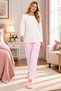 Mecit 6362 pink 100% cotton full button plus size women's pajama set - 2