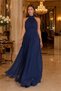 Women's Navy Blue Halter Neck Janjan Fabric Premium Evening Dress Nbmy4128 - 2