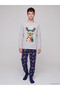 Özmarka New Season Gray New Year's Themed Boys' Pajama Set